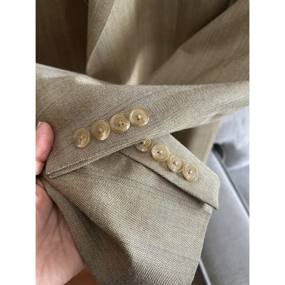 Lauren Ralph Beige Lauren Silk Wool Blazer  Size 44S Preppy Old Money